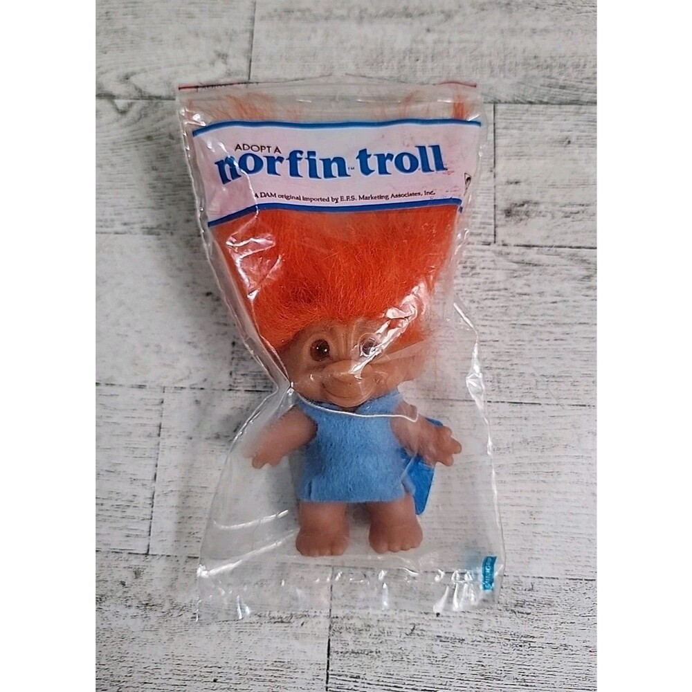 1980s Norfin Dam Troll Doll 3" The Tiny Ones Bagged Style #502 w/ TAG